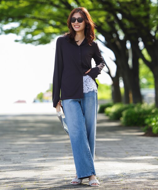 【UNFILO DENIM/新色追加】撥水ストレッチ ルーズワイドデニム