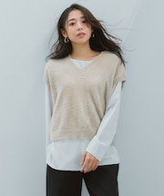 シャギーニット Vネックベスト