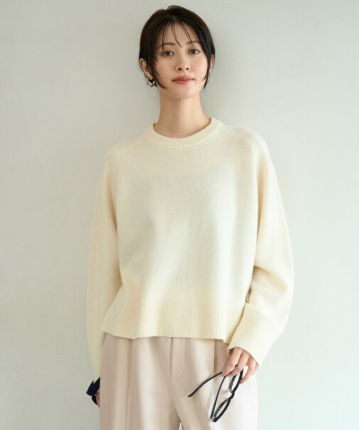 カシミヤブレンド クルーネックニット