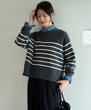 カシミヤブレンド クルーネックニット
