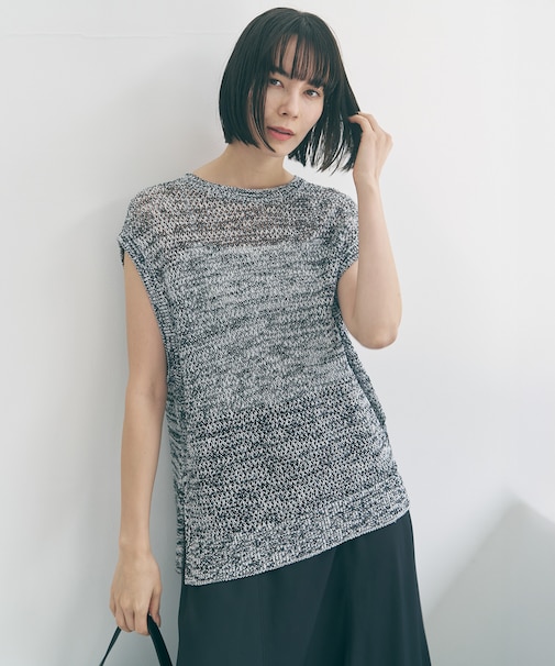 リネンペーパー メッシュニット ベスト