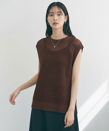 リネンペーパー メッシュニット ベスト