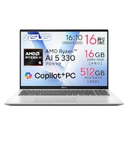ASUS　ノートパソコン Vivobook 16 [ Copilot+ PC / Ryzen AI 5 / メモリ16GB / SSD512GB ] クールシルバー M1607KAAI5165SIB
