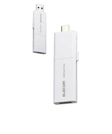 エレコム　SSD 外付け 250GB 読込最大420MB/秒 スライド式 USB Type-C/USB-A 両対応 ホワイト ESDEWB0250GWHR