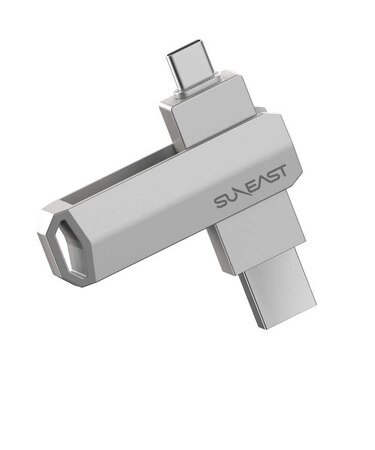 SUNEAST　外付けSSD スティック型 Revolve R5 シリーズ 1TB USB 3.2(Gen 2)USB Type C/USB-A両対応 回転式カバー  シルバー ［ポータブル型］ SE-PS0001T2LO1SF
