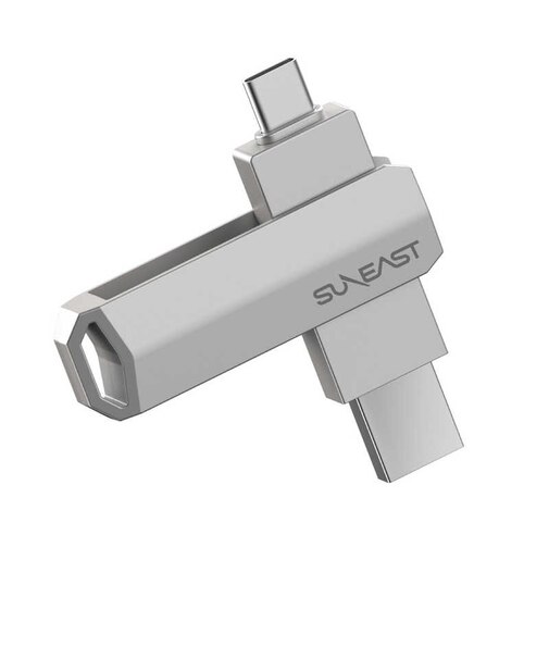 SUNEAST　外付けSSD スティック型 Revolve R5 シリーズ 1TB USB 3.2(Gen 2)USB Type C/USB-A両対応 回転式カバー  シルバー ［ポータブル型］ SE-PS0001T2LO1SF