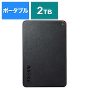 BUFFALO　外付けHDD USB-A接続 (Chrome/Mac/Windows11対応) ブラック [2TB /ポータブル型] HDPCFS2.0U3BBA