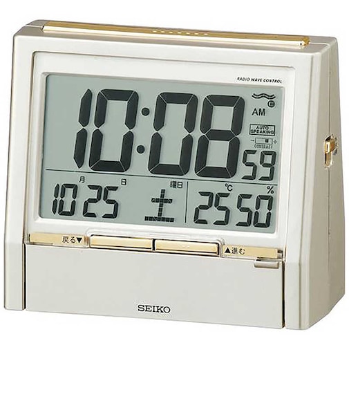 セイコー　目覚まし時計 デジタル 電波自動受信機能有 トークライナー 薄金色パール DA206G