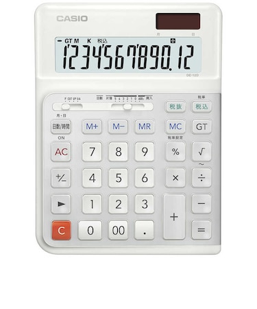 カシオ　人間工学電卓 ホワイト DE-12D-WE-N [12桁] DE12DWEN