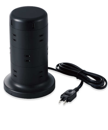 エレコム　タワータップ/縦型タップ/12個口/雷サージ付/2.0ｍ [2.0m /12個口 /スイッチ無 /5ポート] TTU021220BK