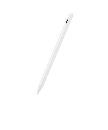 エレコム　タッチペン スタイラスペン 充電式 USB TypeC 充電 誤作動防止 磁気吸着 樹脂(POM)ペン先 D型 ペン先交換可(ペン先2個付属) ホワイト PTPACSTAP05XWH