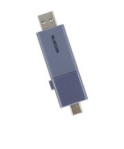 エレコム USBメモリ 64GB USB3.2 Gen1 USB Type-C / USB-A 両対応 スライド式 高速データ転送 セキュリティソフト使用可 ブルー MFWSAU3064GBU