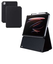 エレコム　iPad Pro ケース 11インチ ( M4 ) 高さ調整フラップ カバー Apple Pencil収納 フリーアングル スタンド オートスリープ機能 TBA25PMWVH2BK