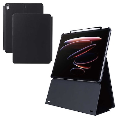 エレコム　iPad Air ケース 13インチ ( M3 / M2 ) 高さ調整フラップ カバー スタンド オートスリープ機能 TBA25XWVH2BK