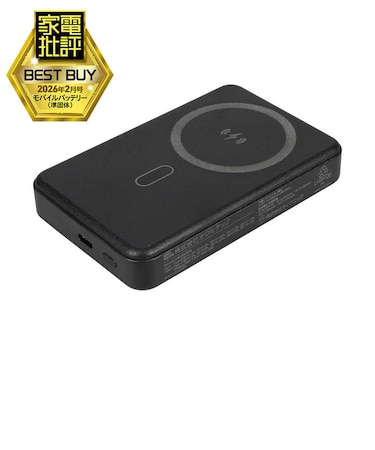 OWLTECH　モバイルバッテリー 10000mAh 準固体電池採用 マグネット式ワイヤレス充電 スマホリング搭載 USB Type-C入出力 ［USB Power Delivery対応 / 1ポート］ ブラック OWLLPB10025MGBK