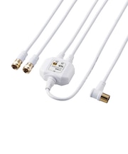 ORIGINALBASIC 4K8K対応アンテナ分配器ケーブル付(F(ネジ)0.5m-L(L字)2m) OBTDFL2C20WH