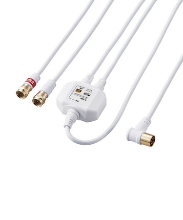 ORIGINALBASIC　4K8K対応アンテナ分波器ケーブル付(F(ネジ)0.5m-L(L字)2m) OBTSFL2C20WH