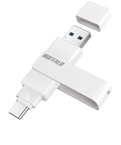BUFFALO　USB3.2(Gen1)対応 Type-AC両対応 回転式USBメモリー ［128GB / USB TypeA＋USB TypeC / USB3.2 / 回転式］ RUF3ACR128GWC