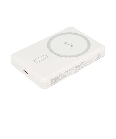 OWLTECH　モバイルバッテリー 5000mAh 準固体電池採用 マグネット式ワイヤレス充電 スマホリング搭載 USB Type-C入出力 ［USB Power Delivery対応 / 1ポート］ ホワイト OWLLPB5025MGWH