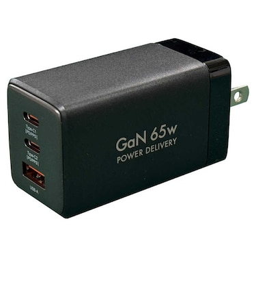 オズマ　PowerDelivery65W出力 AC-USB充電器 3Port(C＊2＆A) ブラック ［3ポート /USB Power Delivery対応］ ACUC265PQGBK