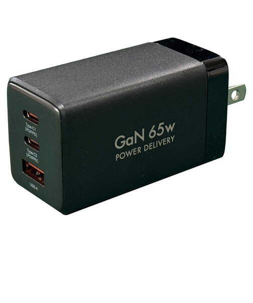 オズマ　PowerDelivery65W出力 AC-USB充電器 3Port(C＊2＆A) ブラック ［3ポート /USB Power Delivery対応］ ACUC265PQGBK
