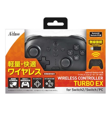 アクラス　Switch2/Switch/PC(Windows11)用 ワイヤレスコントローラーターボEX ブラック Sw2/Sw/PCﾖｳﾜｲﾔﾚｽｺﾝﾄﾛ<br>★こちらの商品は人気商品のため、色違い・仕様違い等含め「一家族１台限り」でのご協力をお願いしております。