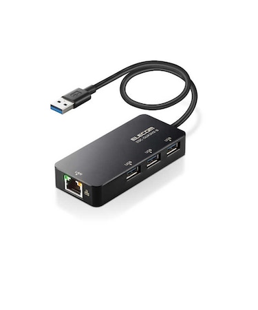 エレコム　LANアダプター 有線 タイプA Giga USBハブ付 (USB-A×3) EDCGUA3H2B