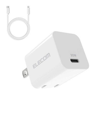エレコム　LightningAC充電器/20W/USB-C1ポート/USB-C-Lightningケーブル付属/1.5m/ホワイト MPAACLP04WH