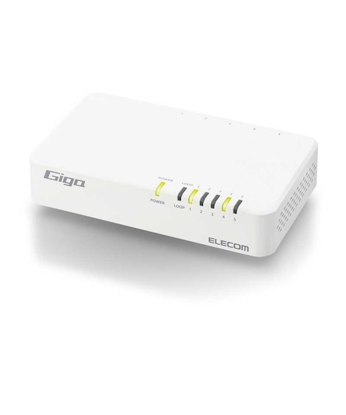 エレコム　スイッチングハブ LAN ハブ 5ポート Giga対応 1000/100/10Mbps マグネット付 電源内蔵 ファンレス 静音 省エネ機能 壁掛け設置対応 ホワイト EHCG05PN4JW