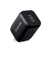 エレコム ノートパソコン 充電器 PD 65W PPS対応 Type-C ×2 折りたたみプラグ 小型 軽量 ブラック ACDCPD4365BK