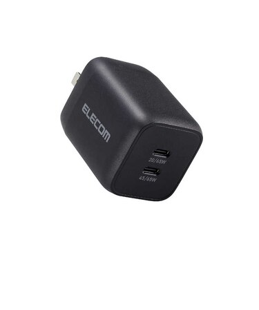 エレコム　USB Type-C 充電器 PD PPS対応 合計出力 65W Type C ×2 折りたたみプラグ 小型 軽量 ブラック MPAACCP4365BK