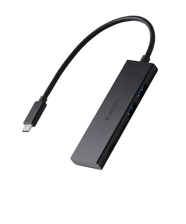 エレコム　USB Type-C ハブ 4ポート 5Gbps 高速 PD 100W ( MacBook iPad Windows 等対応 ) 薄型 USB-C ×2 USB-A ×2 ブラック U3HCH041PBK