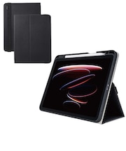 エレコム　iPad Air ケース 11インチ ( M3 / M2 ) / 10.9インチ 第5世代 第4世代 ベルト付きフラップ カバー Apple Pencil収納 2アングル スタンド 軽量 耐衝撃 TBA25MPLF2BK