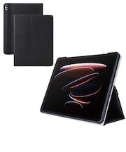エレコム iPad Pro ケース 13インチ ( M4 ) ベルト付きフラップ カバー Apple Pencil収納 2アングル スタンド 軽量 耐衝撃 TBA25PLPLF2BK