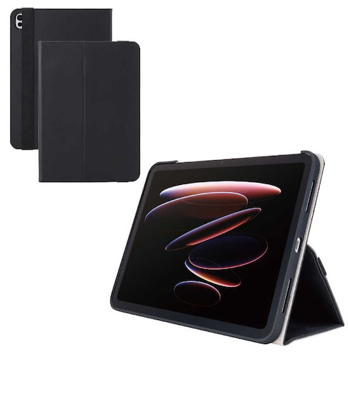 エレコム　iPad Pro ケース 11インチ ( M4 ) ベルト付きフラップ カバー Apple Pencil収納 2アングル スタンド 軽量 耐衝撃 TBA25PMPLF2BK