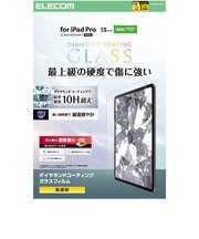エレコム 13インチ iPad Pro ( M4 ) 2024年 ガラスフィルム ダイヤモンドコート 高透明 貼り付けツール付 強化ガラス 10H超 指紋防止 飛散防止 気泡防止 TBA25PLFLGDC