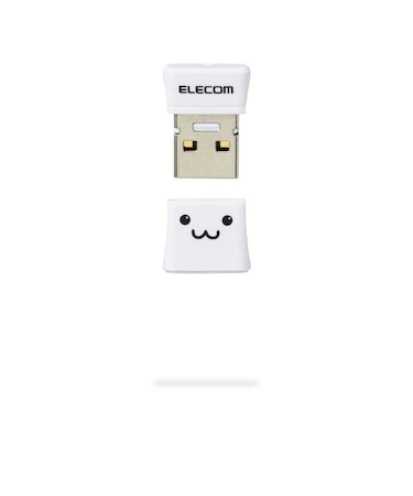 エレコム　USBメモリ USB2.0 小型 キャップ付 64GB フェイス MFSU2C64GWHF