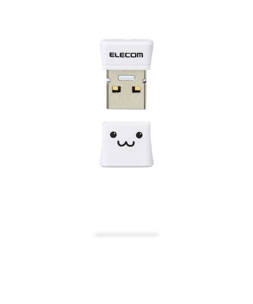 エレコム　USBメモリ USB2.0 小型 キャップ付 64GB フェイス MFSU2C64GWHF