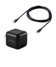 エレコム　ノートPC用ACアダプター USB充電器 USB PD 65W USB-C USB-Cケーブル付属 1.5m スイングプラグ ACDCPD12565BK