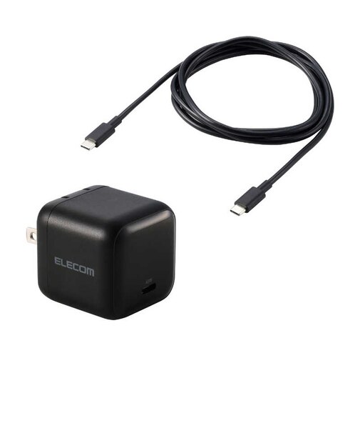 エレコム　USB 充電器 65W PD PPS対応 1ポート USB-C GaN II コンパクト 折りたたみプラグ PSE適合 MacBook iPad iPhone Switch 対応 1.5m ブラック MPAAC12565BK