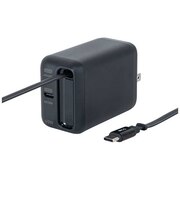 ナカバヤシ 巻取りケーブル付 USB PD充電器 65W対応 JYUACR0165BK