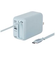 ナカバヤシ 巻取りケーブル付 USB PD充電器 65W対応 JYUACR0165BL