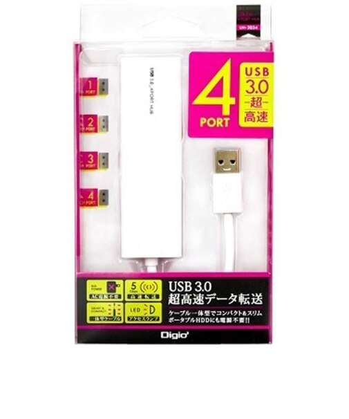 ナカバヤシ　USB3.0ハブ Digio2(4ポート･バスパワー･ホワイト) UH3034W
