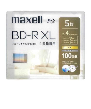 マクセル　録画用ブルーレイディスク BD-RXL 5枚入り maxell ［5枚 / 100GB / インクジェットプリンター対応］ BRV100WPH.5S