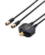 ORIGINALBASIC 4K8K対応 アンテナ分配器 出力ケーブル付 (F(ネジ)0.5m) OBTDFF2C05BK