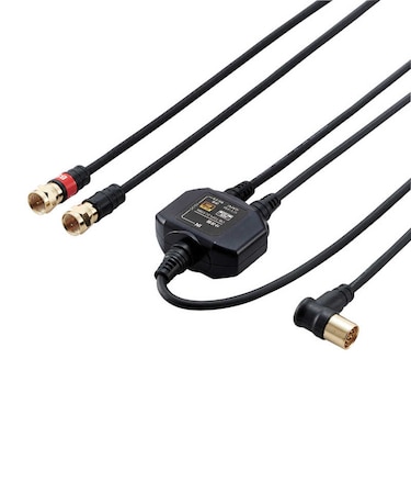 ORIGINALBASIC　4K8K対応 アンテナ分波器 ケーブル付 (F(ネジ)0.5m-L(L字)1m)  OBTSFL2C10BK