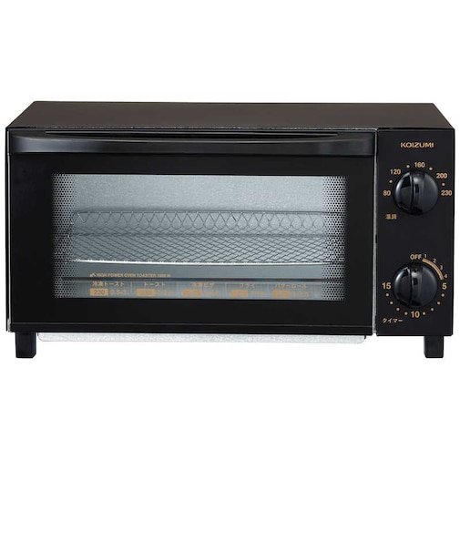 コイズミ　オーブントースター 1000W/食パン2枚 ブラック KOS1027K
