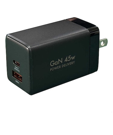 オズマ　PowerDelivery45W出力 AC-USB充電器 2Port(C＆A) ブラック ［2ポート /USB Power Delivery対応 ］ ACUC45PQGBK