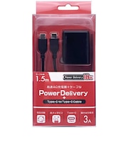 オズマ　PD対応USB-AC充電器 3A 18W+Type-C⇔Type-Cケーブル1.5m ブラック ACC18C150K