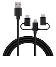 エレコム　スマートフォン用USBケーブル 3in1 microUSB+Type-C+Lightning 1.2m ブラック MPAAMBLCAD12BK